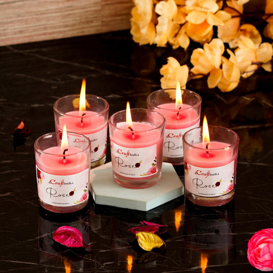 Love 5 Rose set Scented Glass Candle